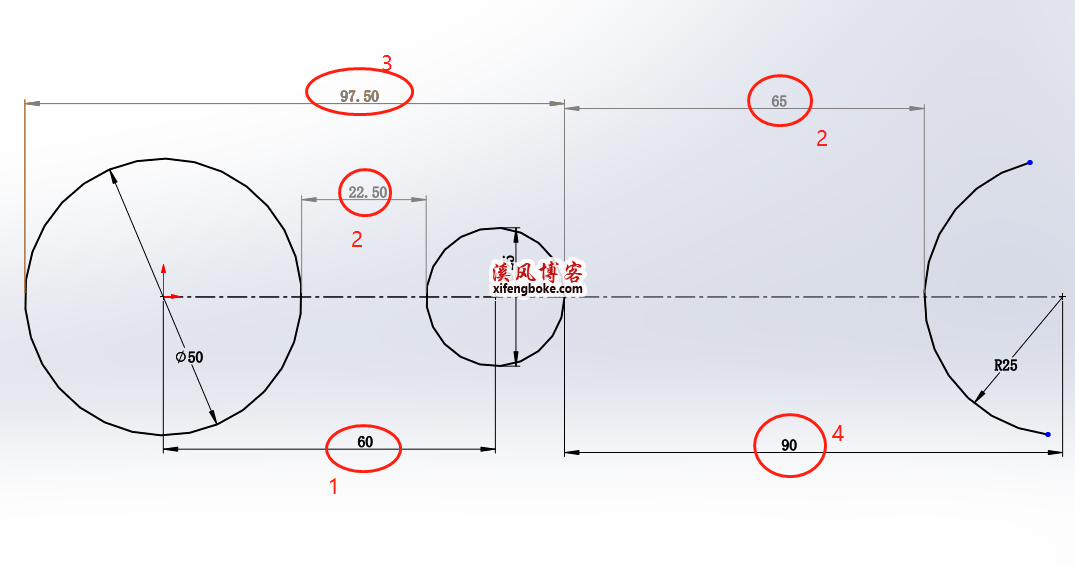 SolidWorks草图圆或圆弧之间标注技巧-溪风SolidWorks宝典