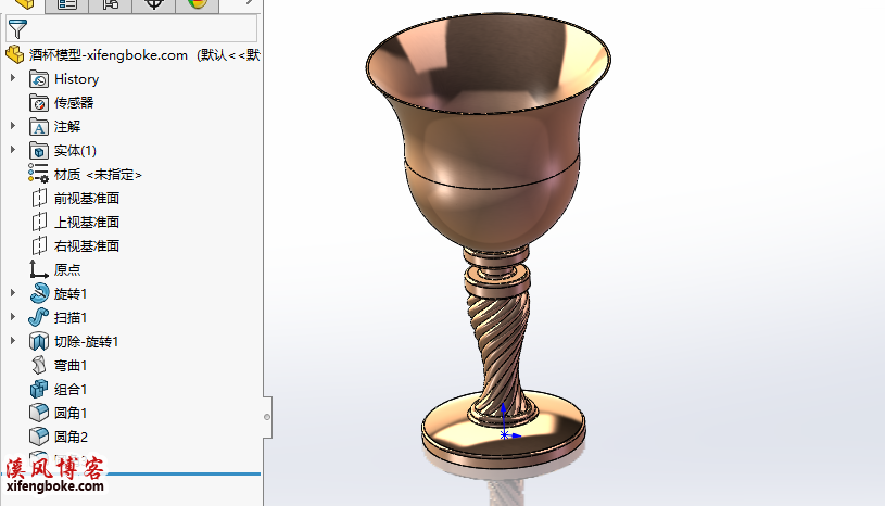 SolidWorks练习题之古代酒杯的建模，常规命令练习不难