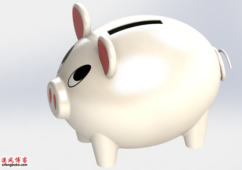SolidWorks综合建模练习之小猪存钱罐的绘制，看着复杂其实不难