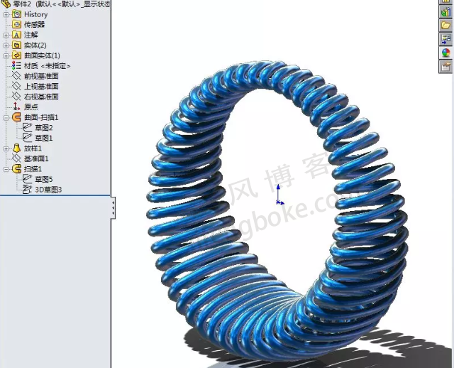 SolidWorks异形弹簧怎么建模？交叉曲线可以实现不规则螺旋线3D草图拓展练习题