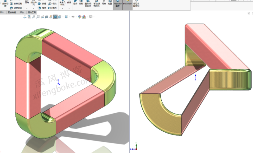 SolidWorks练习题之立体三角，设计手法造成视觉误差  第2张