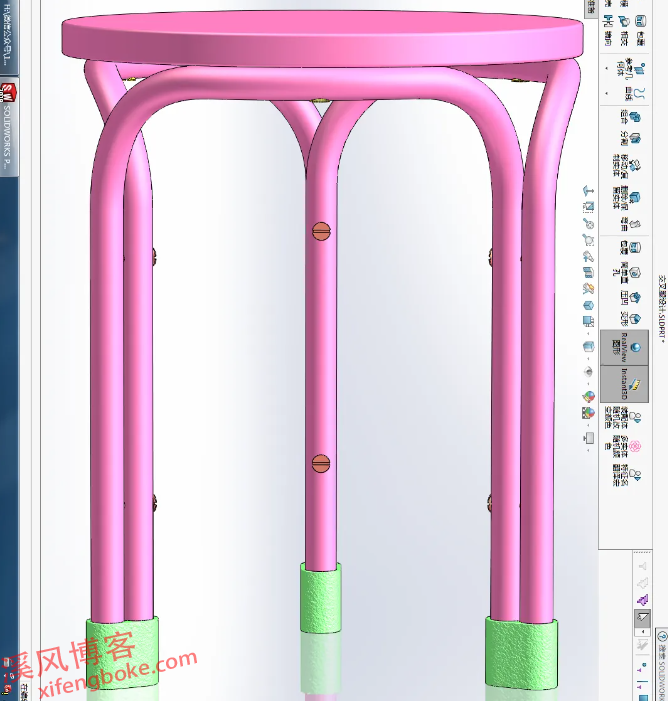 SolidWorks练习题交叉腿板凳建模