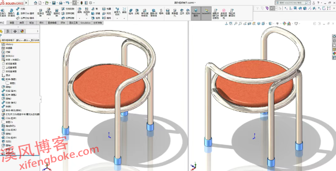 SolidWorks练习题之圆形框架椅子，扫描路径思路打开