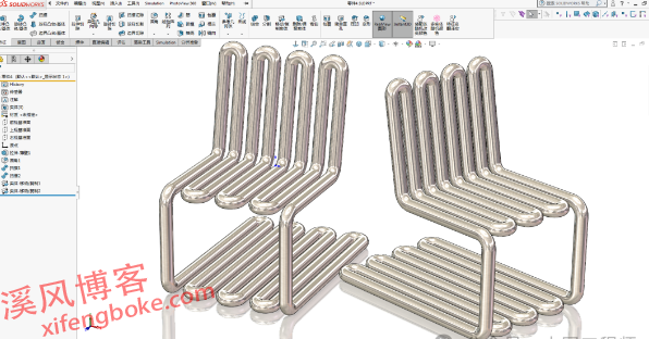 SolidWorks练习题之钢管椅子，面部曲线命令实战案例